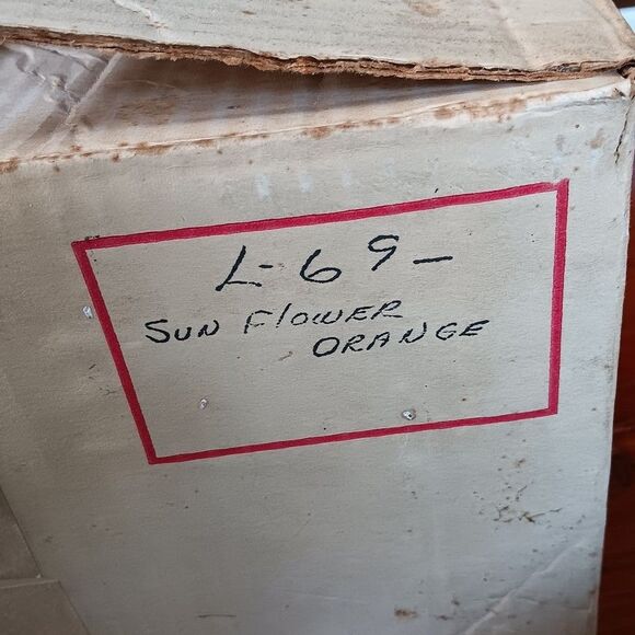 Vtg California Pottery Lazy Susan Sunflower Orange & Gold in Original Box - Picture 11 of 14